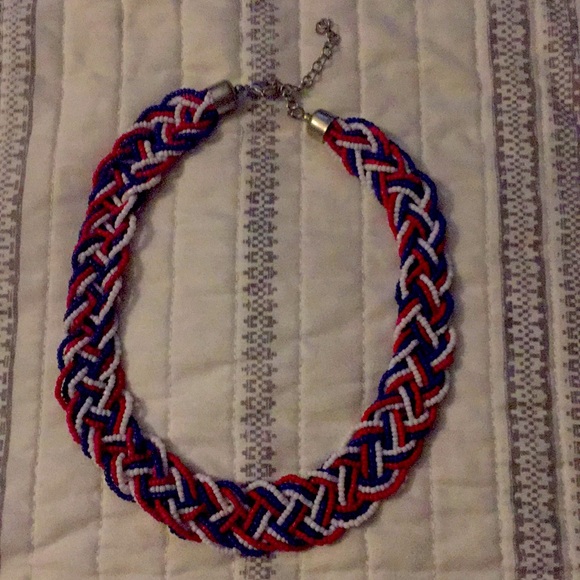 Red white and blue beaded necklace - Picture 1 of 3